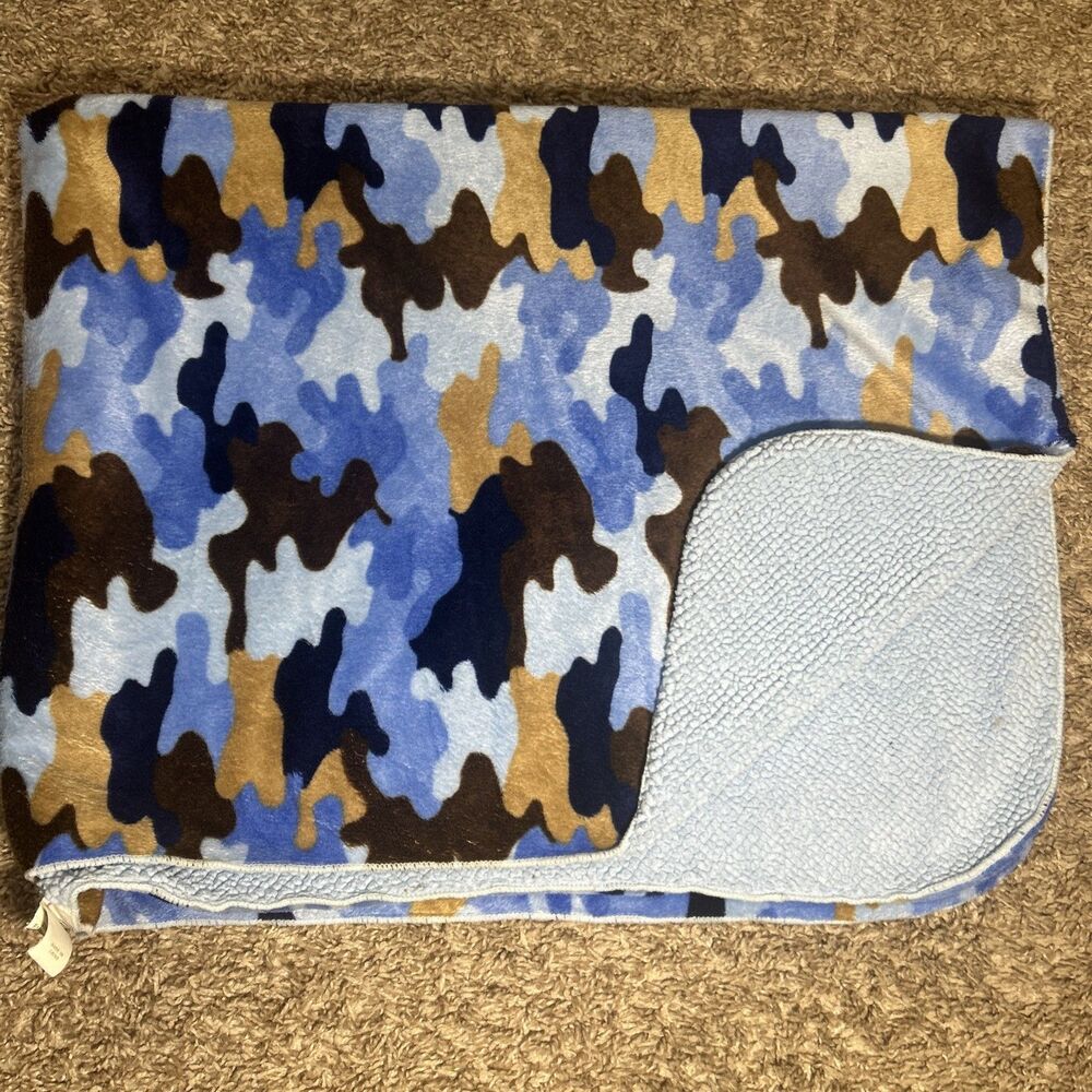 Circo Blue Brown Camo Baby Blanket Sherpa Back Plush Lovey Target 30x38